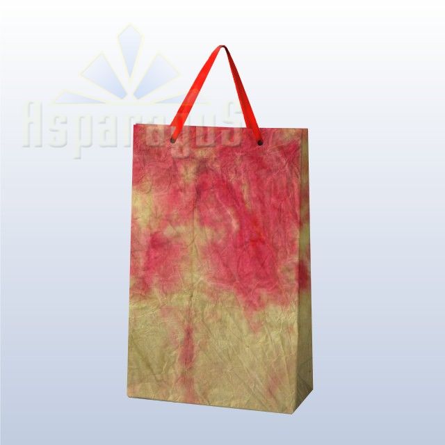 PAPER BAG WITH HANDLES 5X11X17CM/MUSTARD YELLOW-RED