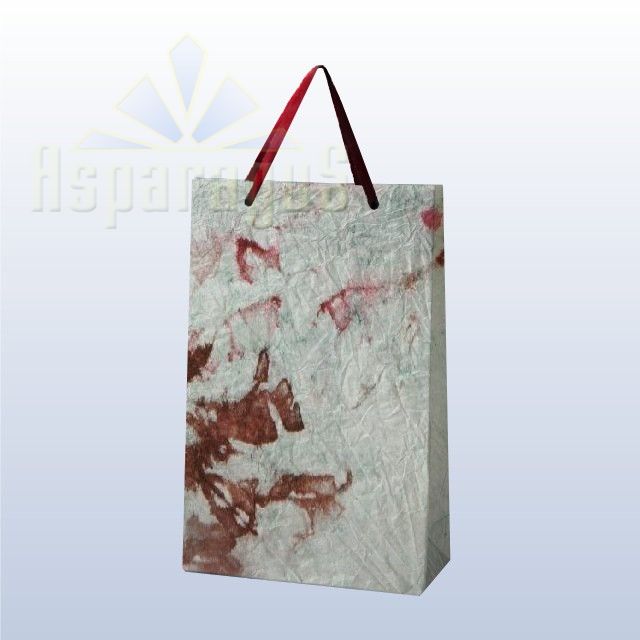 PAPER BAG WITH HANDLES 5X11X17CM/APPLE GREEN-BORDEAUX