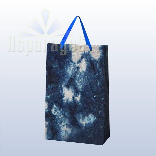 PAPER BAG WITH HANDLES 5X11X17CM/WHITE-TURQUOISE-DARK BLUE