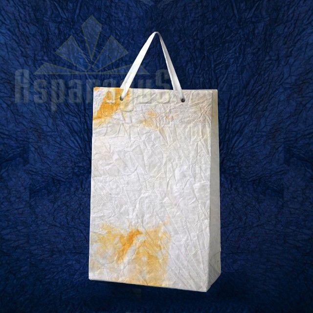 PAPER BAG WITH HANDLES 5X11X17CM/WHITE-ORANGE