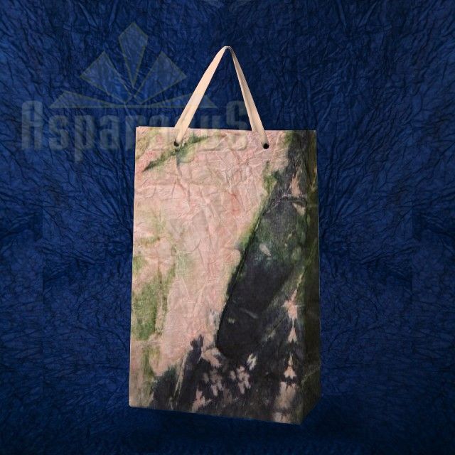 PAPER BAG WITH HANDLES 5X11X17CM/PEACH-DARK GREEN
