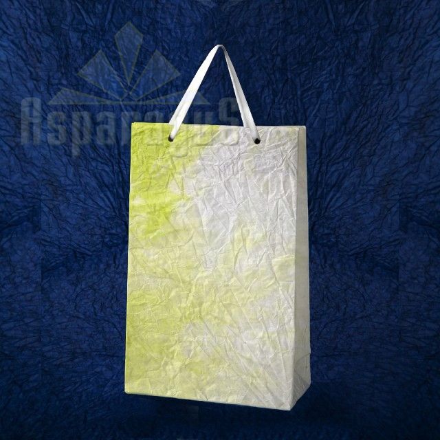 PAPER BAG WITH HANDLES 5X11X17CM/WHITE-NEON GREEN
