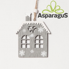 WOODEN HANGING HOUSE 9,5CM/ GRAY (2PCS/PACK)