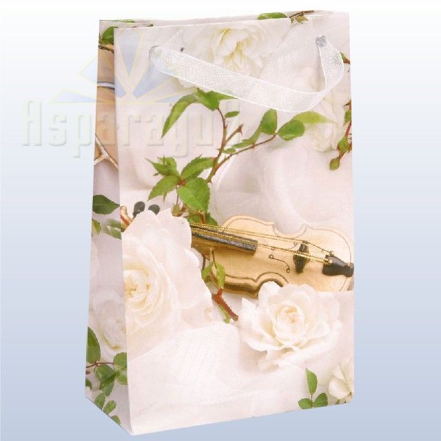 PAPER BAG WITH HANDLES LAMINATED 5X11X17CM