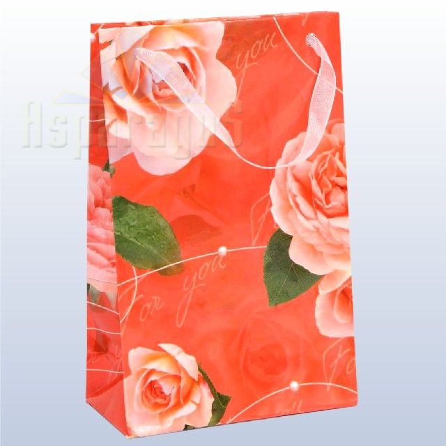 PAPER BAG WITH HANDLES LAMINATED 5X11X17CM