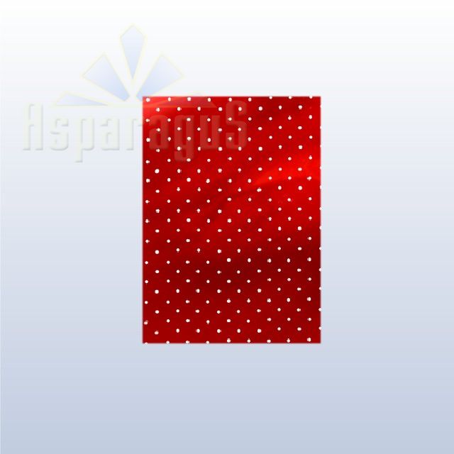 CELLOPHANE GIFT BAG METALLIC 25X40CM/RED/DOTTED (50PCS/PACK)