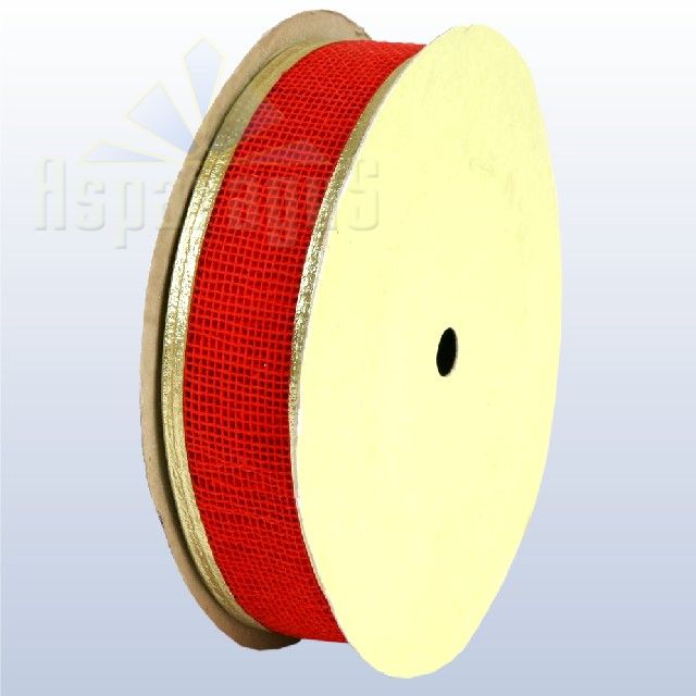 WIRED AND MESHED DECORATIVE RIBBON 3CMX10M/RED