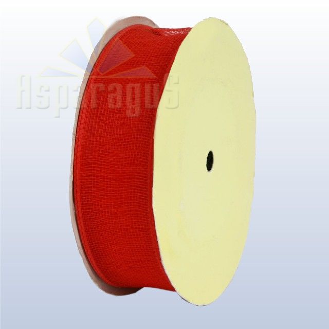 WIRED AND MESHED DECORATIVE RIBBON 4CMX10M/RED