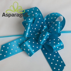 SATIN RAPID BOW WITH DOTS 25MMX50CM/ TURQUOISE (5PCS/PACK)
