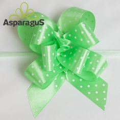 SATIN RAPID BOW WITH DOTS 25MMX50CM/ LIGHT GREEN (5PCS/PACK)