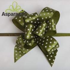 SATIN RAPID BOW WITH DOTS 25MMX50CM/ TOBACCO GREEN (5PCS/PACK)