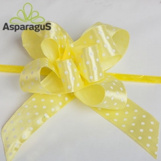SATIN RAPID BOW WITH DOTS 25MMX50CM/ YELLOW (5PCS/PACK)