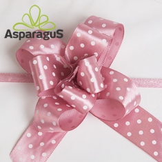 SATIN RAPID BOW WITH DOTS 25MMX50CM/ (5PCS/PACK)