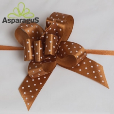 SATIN RAPID BOW WITH DOTS 25MMX50CM/ BROWN (5PCS/PACK)