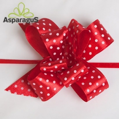 SATIN RAPID BOW WITH DOTS 25MMX50CM/ RED (5PCS/PACK)