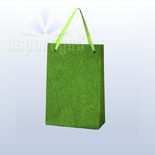 PAPER BAG WITH HANDLES 4X6X10CM/TOBACCO GREEN
