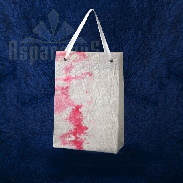 PAPER BAG WITH HANDLES 4X6X10CM/WHITE-PINK