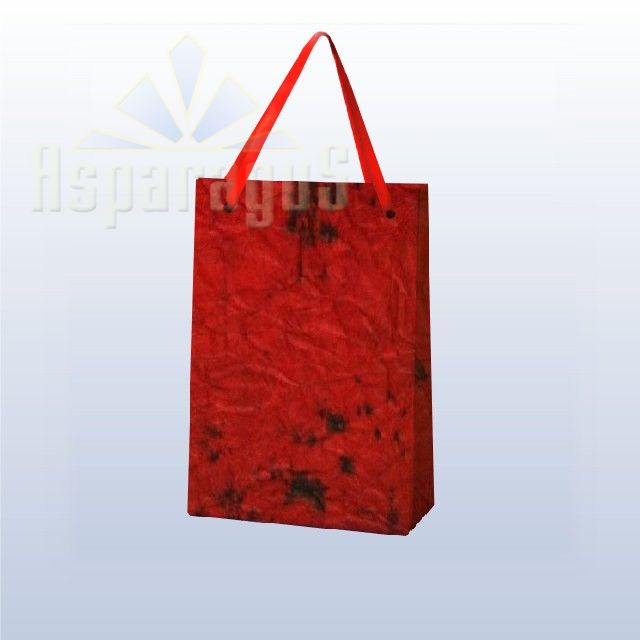 PAPER BAG WITH HANDLES 4X6X10CM/RED-BLACK