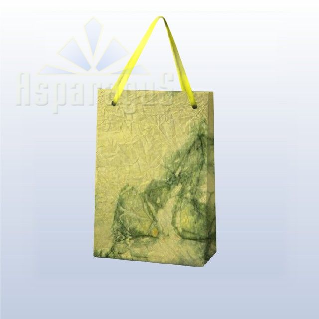 PAPER BAG WITH HANDLES 4X6X10CM/YELLOW-GREEN