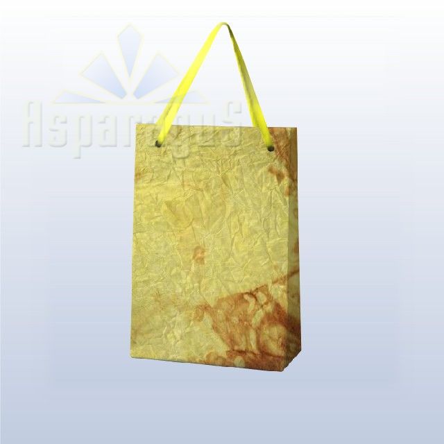PAPER BAG WITH HANDLES 4X6X10CM/YELLOW-BROWN