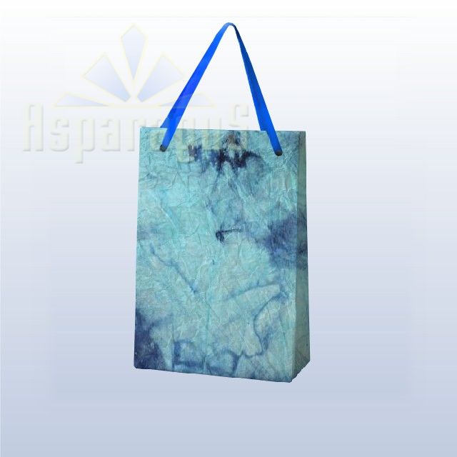 PAPER BAG WITH HANDLES 4X6X10CM/LIGHT BLUE-DARK BLUE