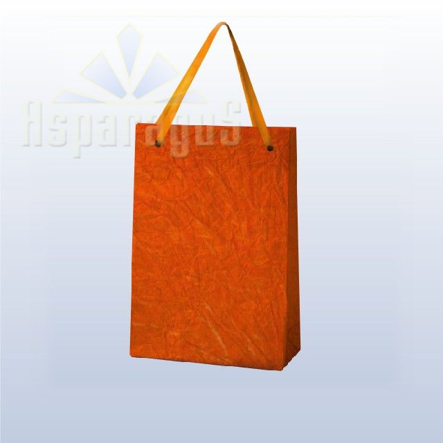 PAPER BAG WITH HANDLES 4X6X10CM/COPPER ORANGE