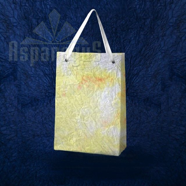 PAPER BAG WITH HANDLES 4X6X10CM/WHITE-ORANGE-BORDEAUX