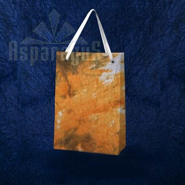 PAPER BAG WITH HANDLES 4X6X10CM/WHITE-ORANGE-GREEN
