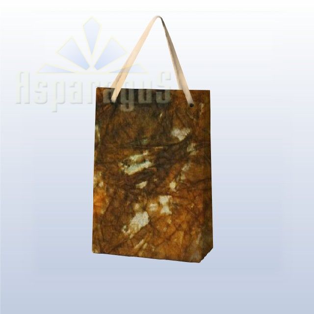 PAPER BAG WITH HANDLES 4X6X10CM/CREAM-ORANGE-BROWN