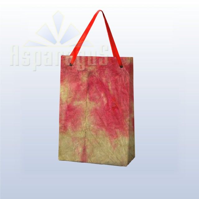 PAPER BAG WITH HANDLES 4X6X10CM/MUSTARD YELLOW-RED