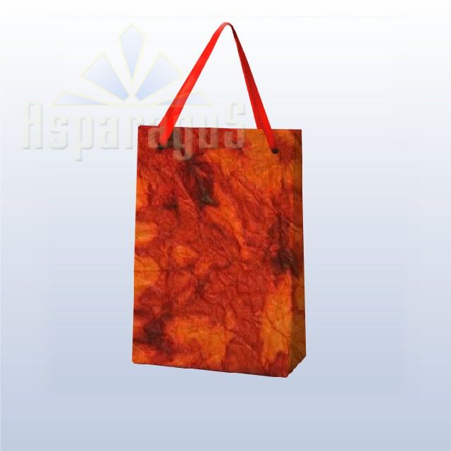 PAPER BAG WITH HANDLES 4X6X10CM/MEDIUM ORANGE-BORDEAUX
