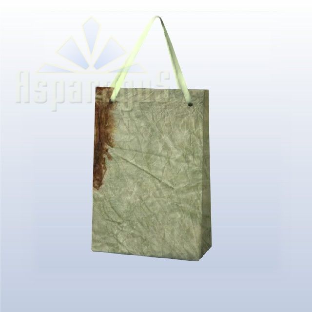 PAPER BAG WITH HANDLES 4X6X10CM/APPLE GREEN-BROWN