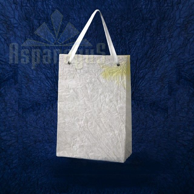 PAPER BAG WITH HANDLES 4X6X10CM/WHITE-YELLOW