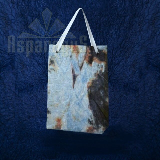 PAPER BAG WITH HANDLES 4X6X10CM/LIGHT BLUE-ORANGE
