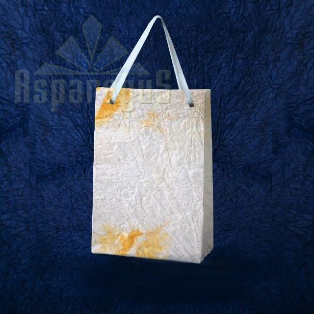 PAPER BAG WITH HANDLES 4X6X10CM/WHITE-ORANGE