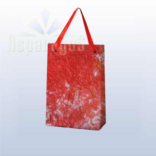 PAPER BAG WITH HANDLES 4X6X10CM/WHITE-RED