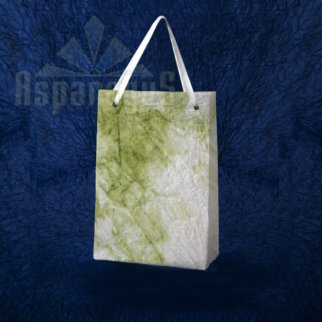 PAPER BAG WITH HANDLES 4X6X10CM/WHITE-TOBACCO GREEN