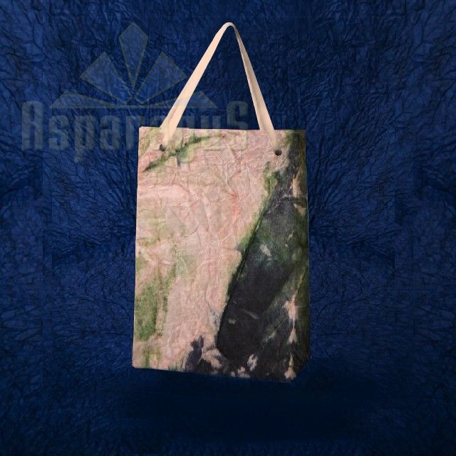 PAPER BAG WITH HANDLES 4X6X10CM/PEACH-DARK GREEN