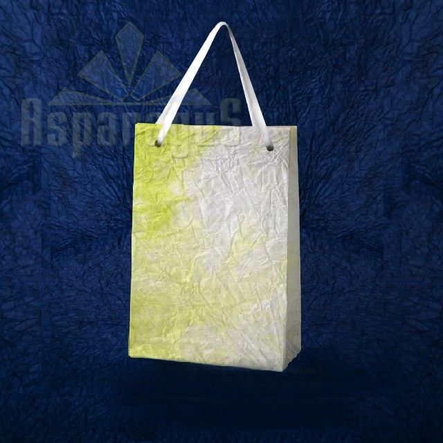 PAPER BAG WITH HANDLES 4X6X10CM/WHITE-NEON GREEN