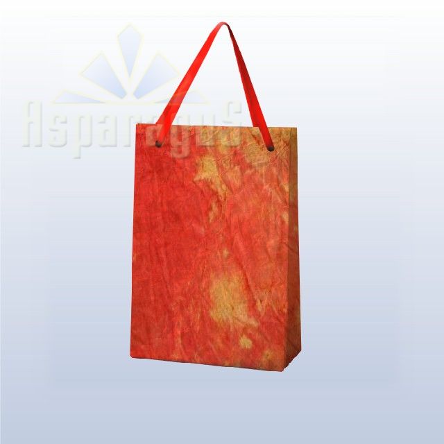 PAPER BAG WITH HANDLES 4X6X10CM/MEDIUM ORANGE-RED