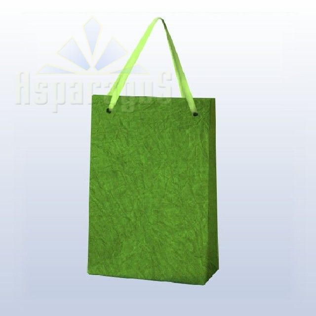 PAPER BAG WITH HANDLES 7X9X13CM/TOBACCO GREEN