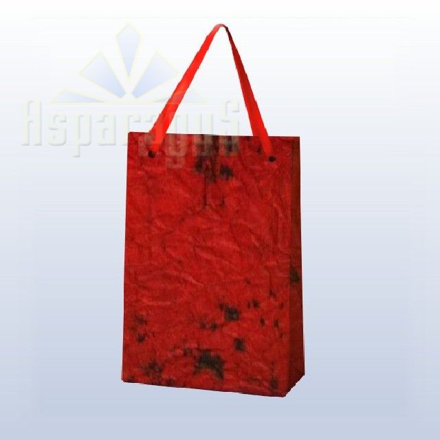 PAPER BAG WITH HANDLES 7X9X13CM/RED-BLACK