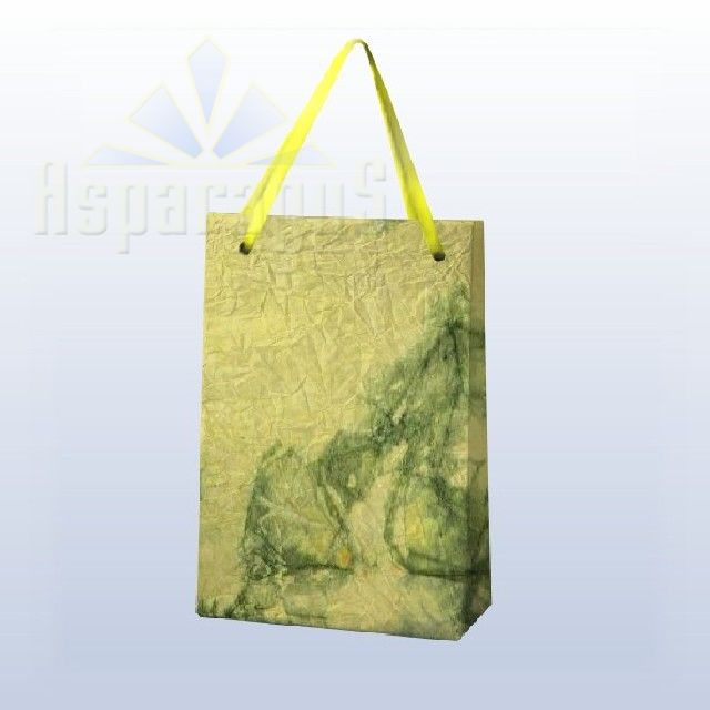 PAPER BAG WITH HANDLES 7X9X13CM/YELLOW-GREEN