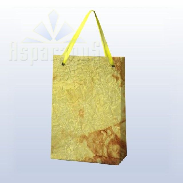 PAPER BAG WITH HANDLES 7X9X13CM/YELLOW-BROWN