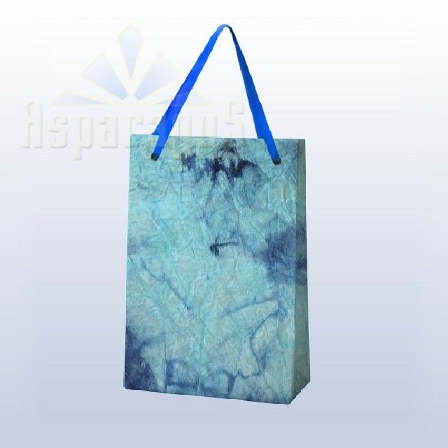 PAPER BAG WITH HANDLES 7X9X13CM/LIGHT BLUE-DARK BLUE