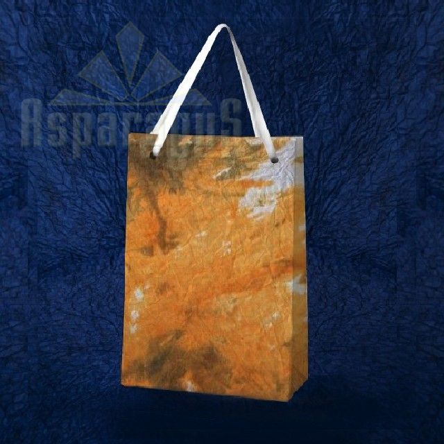 PAPER BAG WITH HANDLES 7X9X13CM/WHITE-ORANGE-GREEN