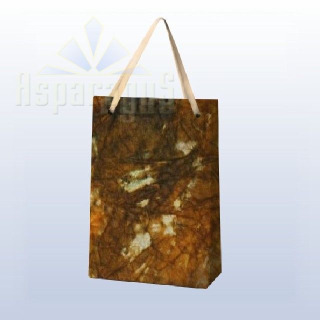 PAPER BAG WITH HANDLES 7X9X13CM/CREAM-ORANGE-BROWN