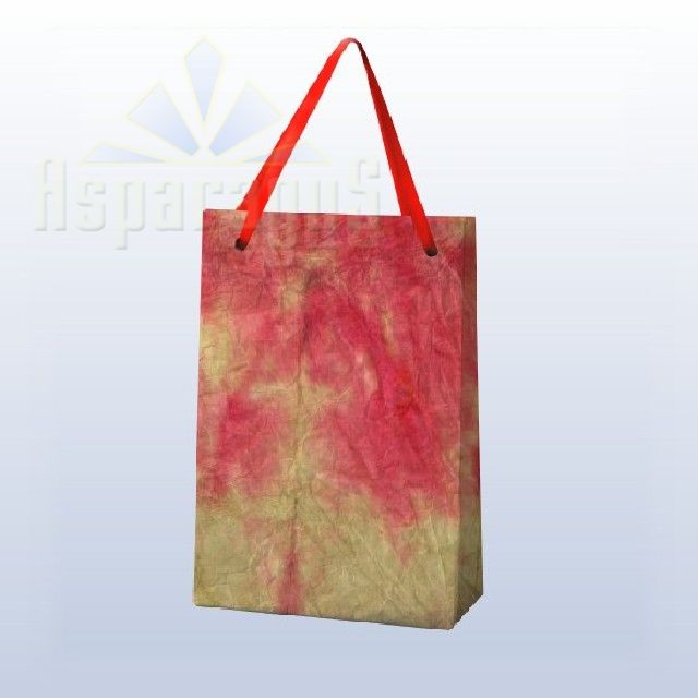 PAPER BAG WITH HANDLES 7X9X13CM/MUSTARD YELLOW-RED