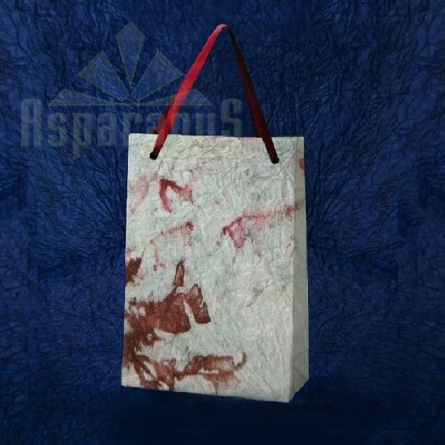 PAPER BAG WITH HANDLES 7X9X13CM/APPLE GREEN-BORDEAUX