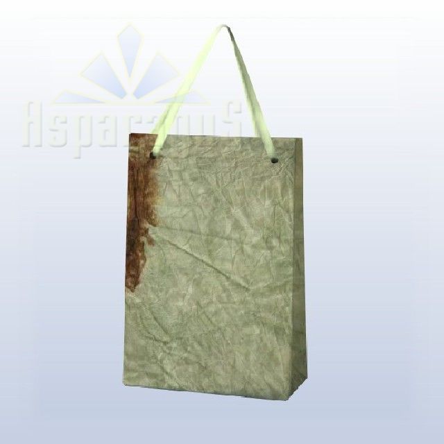 PAPER BAG WITH HANDLES 7X9X13CM/APPLE GREEN-BROWN